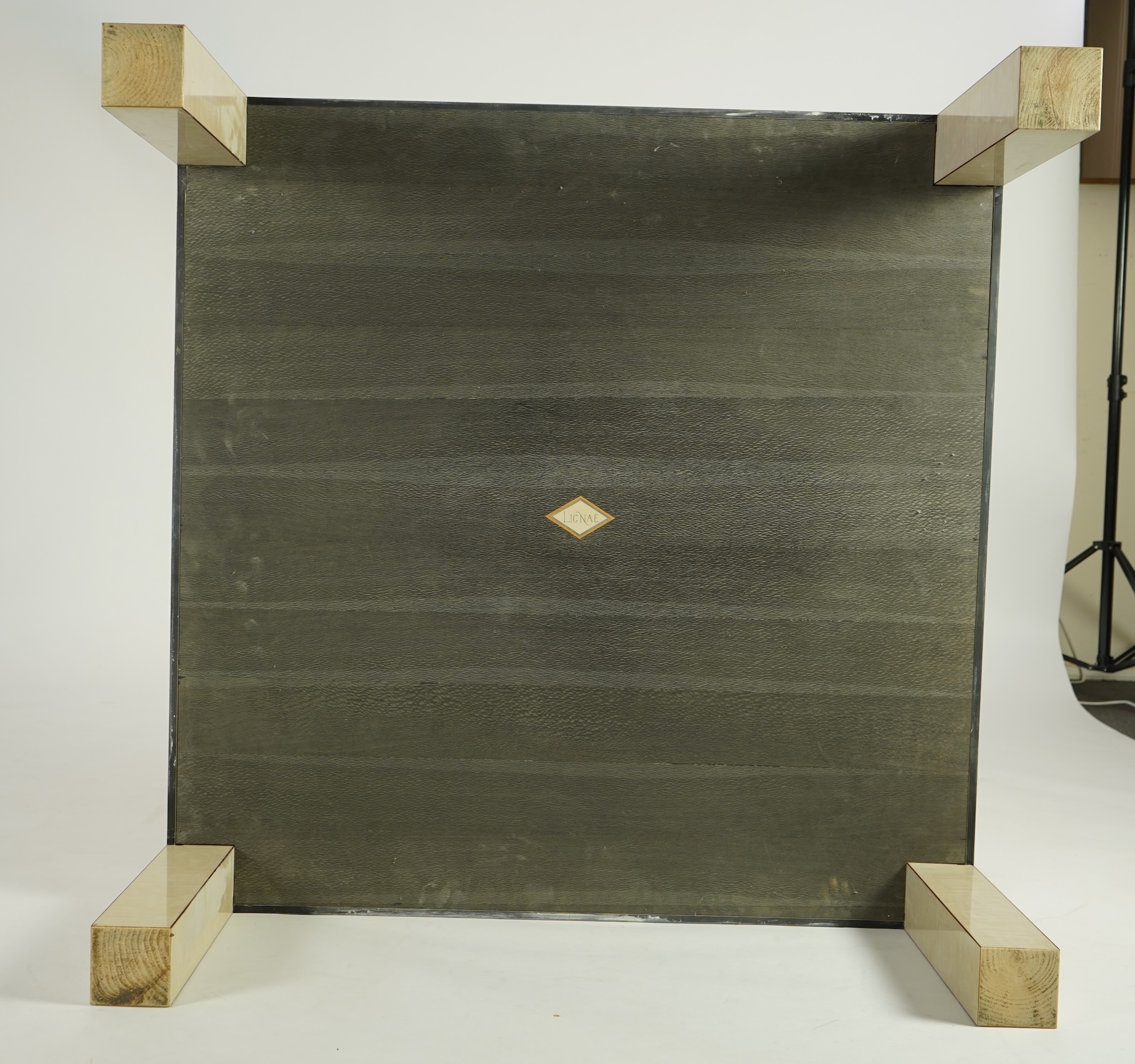 Lignae: A contemporary square sycamore and specimen wood coffee table on square legs